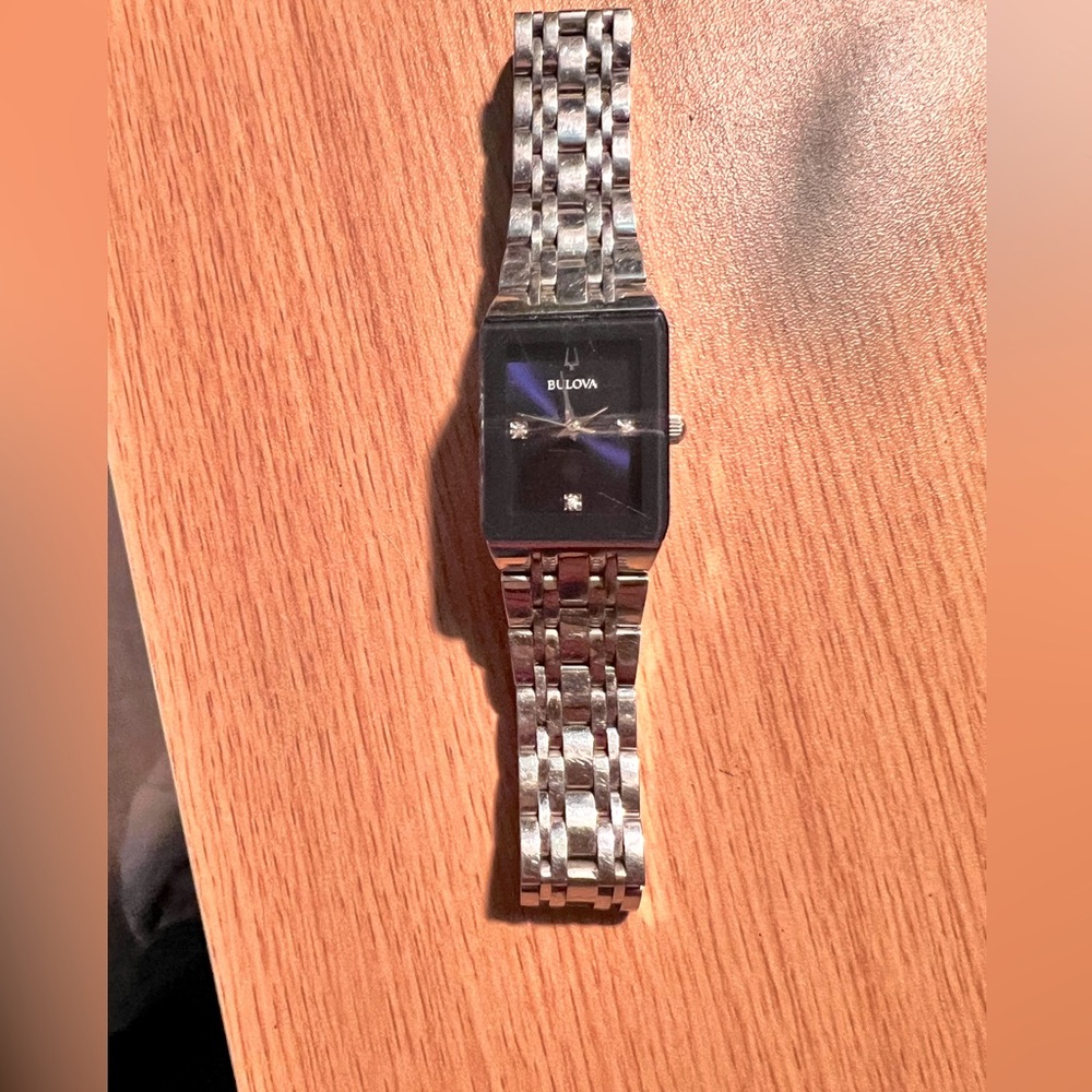 Bulova Women's Futuro Diamond-Accent Stainless Steel Bracelet Watch 21x32mm,